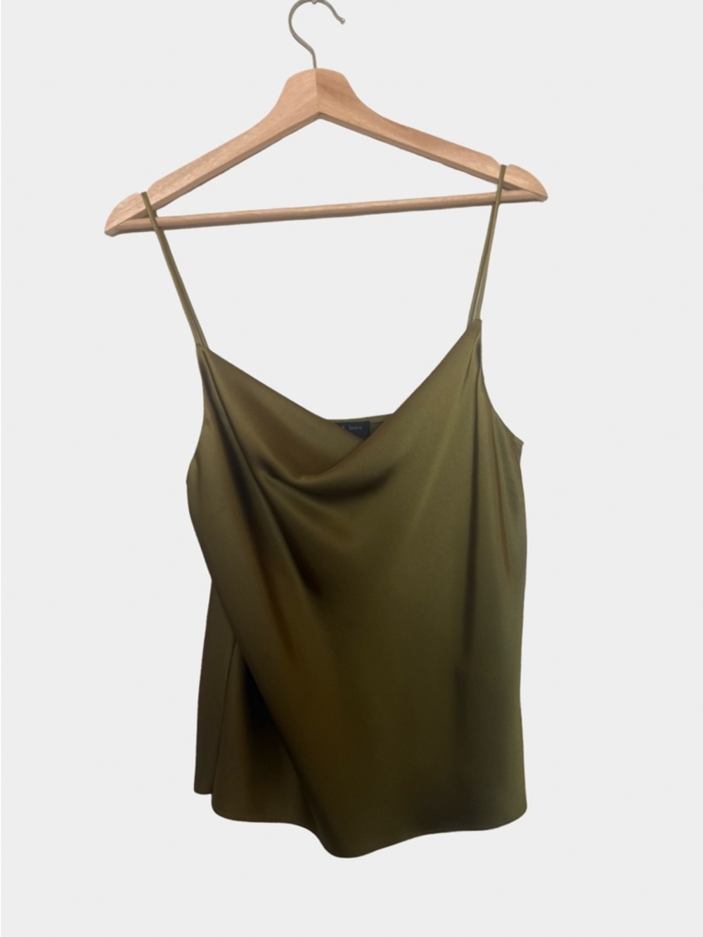 rag & bone Olive Green Satin Cowl Camisole
